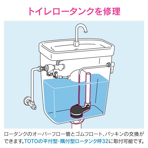 ガオナ ロータンク排水弁セット 平付・隅付型 TOTO用 32ミリ GA-NG024