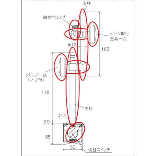 TRUSCO クリップ一式ノブ付 TMP-80用 TMP-CL