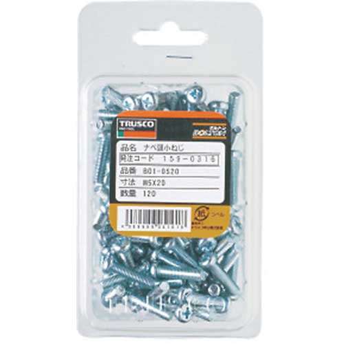TRUSCO ナベ頭小ねじ ユニクロ 全ネジ M5×12 150本入 B01-0512