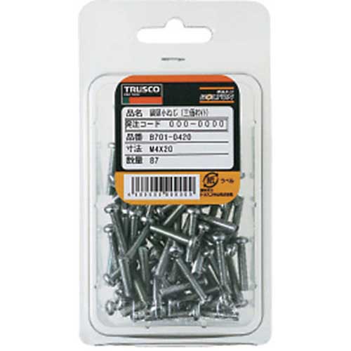 TRUSCO ナべ頭小ねじ 三価白 全ネジ M3×35 67本入 B701-0335