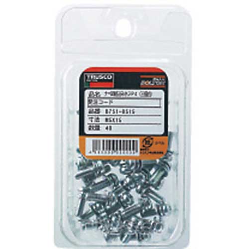 TRUSCO ナベ頭座金組込ねじ P=3 三価白 M3×10 95本入 (ばね座金+JISワッシャー付き) B750-0310