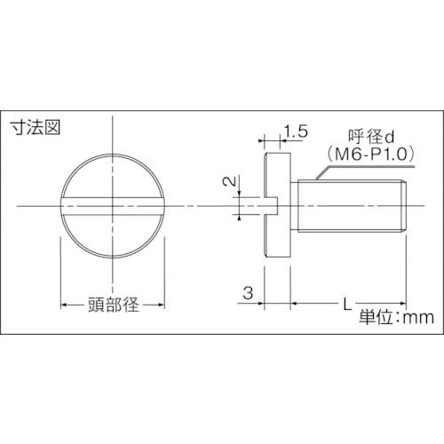 TRUSCO 装飾平小ねじ 低頭すり割りコイン M6 Φ12 L20 1個入 DS-AB251