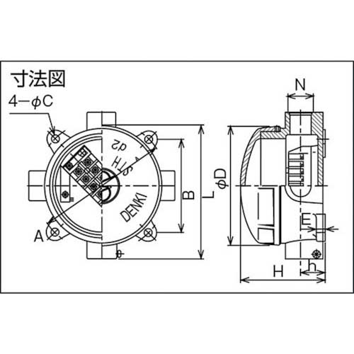 島田 アルミニウム合金鋳物 耐圧防爆構造ターミナルボックス(四方向) PF1/2 STH-04X-16