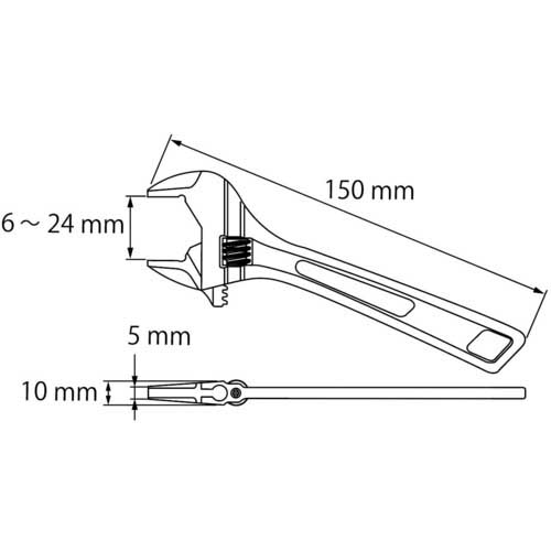 エビ ハイブリットモンキーレンチX ガタレス 150mm UM24XG