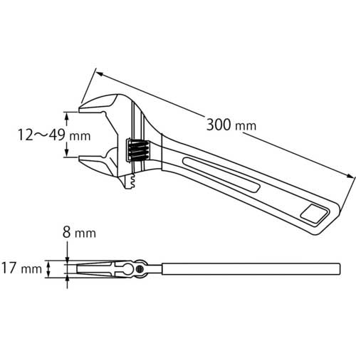 エビ ハイブリッドモンキーレンチX グリップ 300mm UM49XD