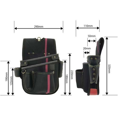 KH 進化シリーズ ネイルバッグ(小) 黒/緋 右腰用 SA13K