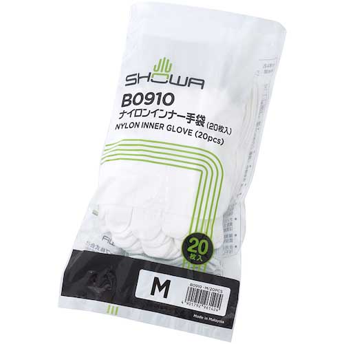 SHOWA ナイロンインナー手袋20枚入 B0910 Mサイズ B0910M