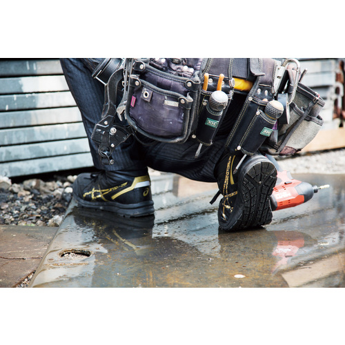 【廃番】アシックス ウィンジョブCP105 ブラックXゴールド 27.5cm FCP105.9094-27.5