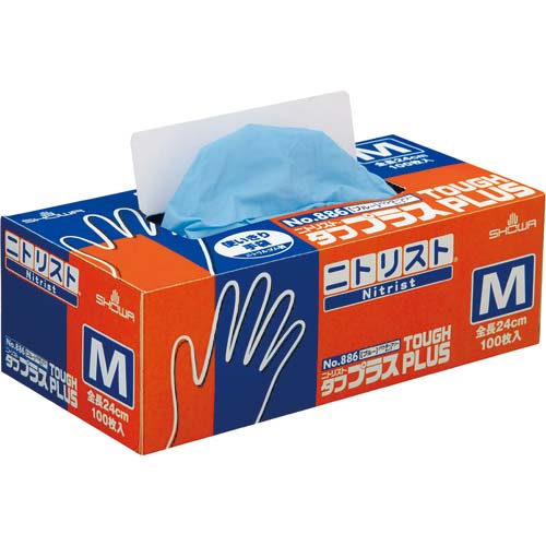 SHOWA ニトリルゴム使い捨て手袋 No886ニトリスト・タフプラス100枚入 Mサイズ NO886-M