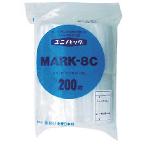 セイニチ チャック付ポリ袋 ユニパック MARK-8G 透明 縦200×横140×厚さ0.08mm 100枚入