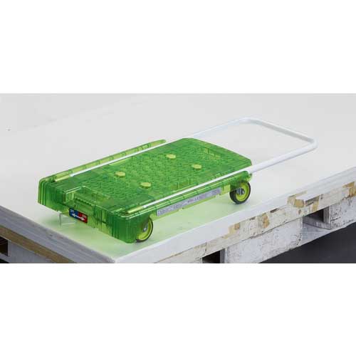 【廃番】TRUSCO 樹脂台車 アクロキャリー PC製 省音車輪 600X390 グリーン透明 S付 AC-1PC-GN-S