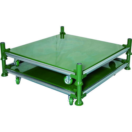 TRUSCO 段積みパレット台車 スチール板張 500kg 1100角 単管付 DPLC05-1111T