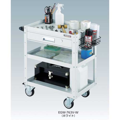 TRUSCO ツールワゴン イーグルワゴン 600×400×H900 天板付 4輪自在 ホワイト EGW-962TJ-W