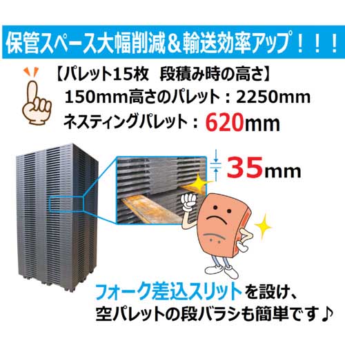 NPC 輸出梱包用プラスチックパレットEX-115110 ネスティングスキッド 黒 EX115110-BK