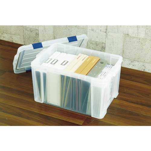 【廃番】アイリスオーヤマ 227594 密閉バックルコンテナ クリア/ネイビー 58.7L MBR-65-C