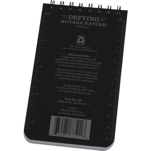 RITR 3X5 トップスパイラル ノートブック ユニバーサル ブラック 735