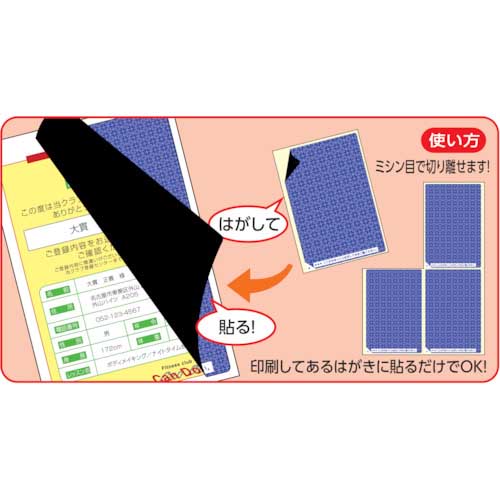 HISAGO セキュリティシール 目隠しラベル はがき用4面地紋 GB2401