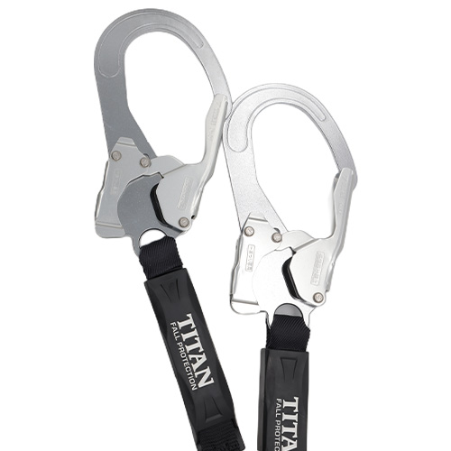 タイタン EXJ伸縮ストラップ式 タイプ1ランヤード ブラック/レッド ダブル (墜落制止用器具) HL-ERW