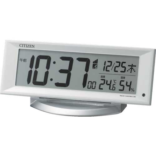 シチズン 電波 目覚まし時計 温湿度計付き 暗所自動点灯機能 白 8RZ202-003