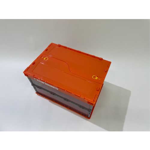 TRUSCO オリコン 薄型折りたたみコンテナ スケルコン 50L ロックフタ付 オレンジ/透明ブラック オレンジツートン TSK-C50B