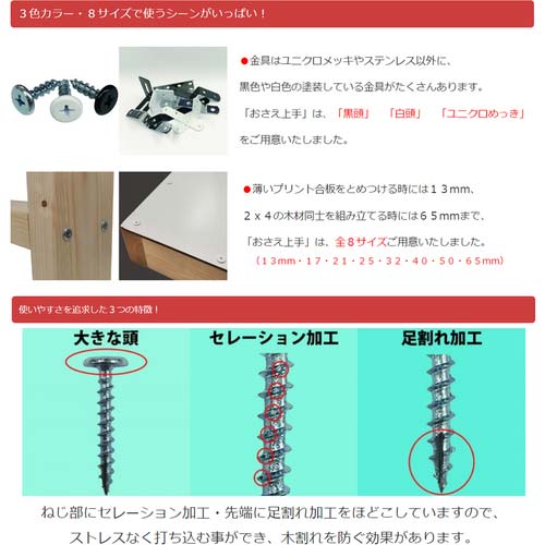DAIDOHANT SHC 木工用造作ビス おさえ上手 黒 4.2x13 (120本入
