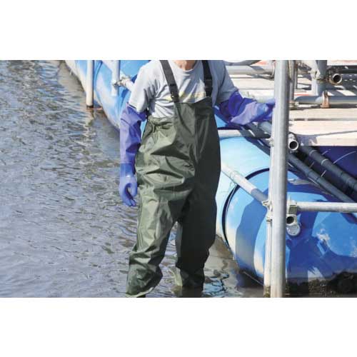 富士手袋 ナイロン胴付水中長靴モスグリーン 2076-LL