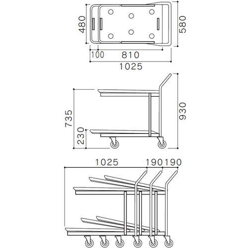 OKAMURA フロアカート2段台車 TFW-105RF 1X172P-GF31