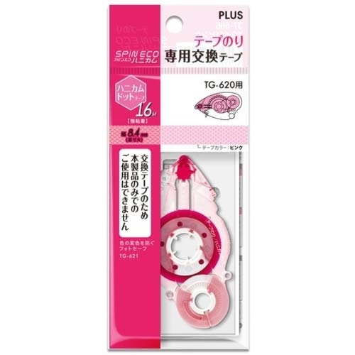 PLUS 37566)テープのり スピンエコハニカム TG-621 ピンク PK