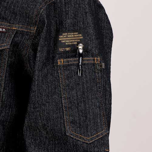 カジメイク 6820 激ラクデニムブルゾン ブラック LL 6820-91-LL