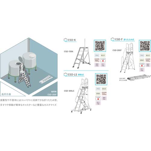 アルインコ 折りたたみ式作業台CSD-LS4輪キャスター付き CSD360-LS