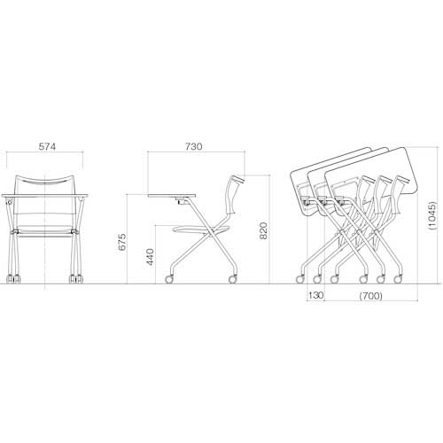 アイリスオーヤマ ネスティングチェア 大型メモ台 グレー LTS-4N-WMD2-F-GR