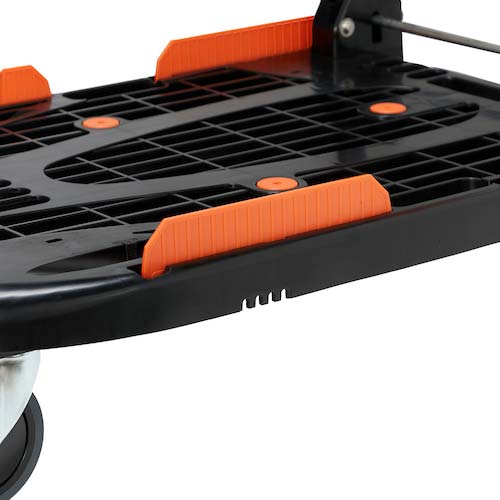 【廃番】TRUSCO 樹脂台車 新型カルティオ 780X490 折畳 黒 【本体+樹脂ストッパー&荷物落下防止柵付】 MPK780-BK-JS-RSK