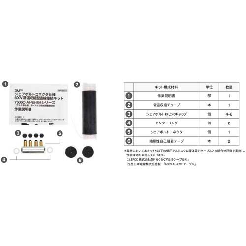 3M 低圧アルミケーブル用常温収縮チューブ接続キット YS06C-N5-22/150-EM YS06C-AL-N5-22/150-EM