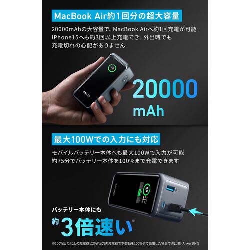 Anker モバイルバッテリー Prime Power Bank (20000mAh, 200W)(ブラック) A1336011