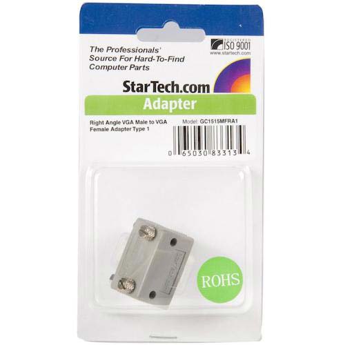 StarTech ディスプレイアダプター/VGA ジェンダーチェンジャー/L型90度/オス-メス/D-Sub 15ピン/延長用中継アダプタ GC1515MFRA1