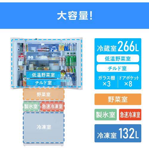 アイリスオーヤマ 100884 大型冷蔵庫 503L ホワイト IRGN-C50A-W