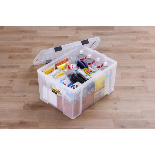 アイリスオーヤマ 299231 密閉バックルコンテナ クリア/チャコールグレー MBR-65R-CH