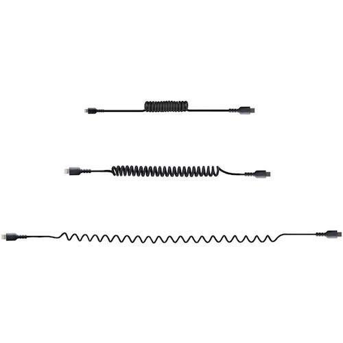 StarTech Lightningケーブル/USB-C/50cm/高耐久/コイル型/ブラック/iPhone ライトニング カールコード RUSB2CLT50CMBC