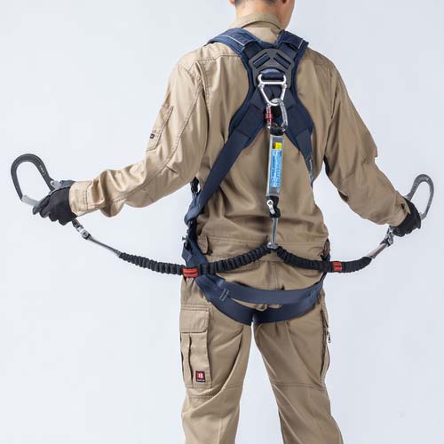 藤井電工 ツヨロン フルハーネス用ランヤード ツインランヤード 伸縮式ノビロン(BK) THL-2-NV99-21KS-BK-2R23-JAN-BP