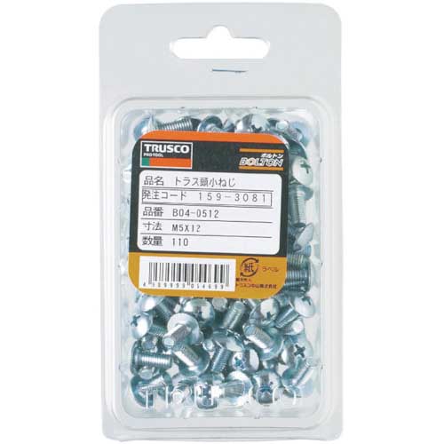 TRUSCO トラス頭小ねじ ユニクロ 全ネジ M6×8 75本入 B04-0608