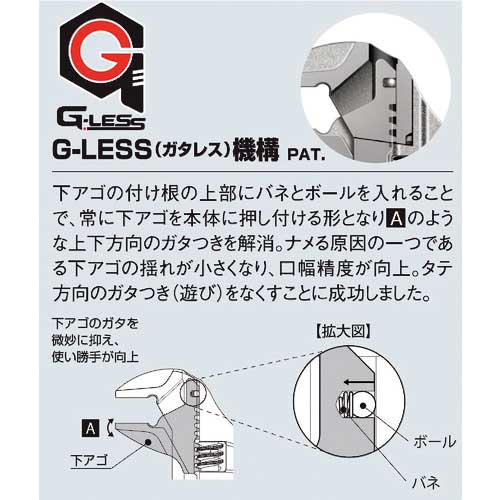 エビ ハイブリットモンキーレンチX ガタレス 150mm UM24XG