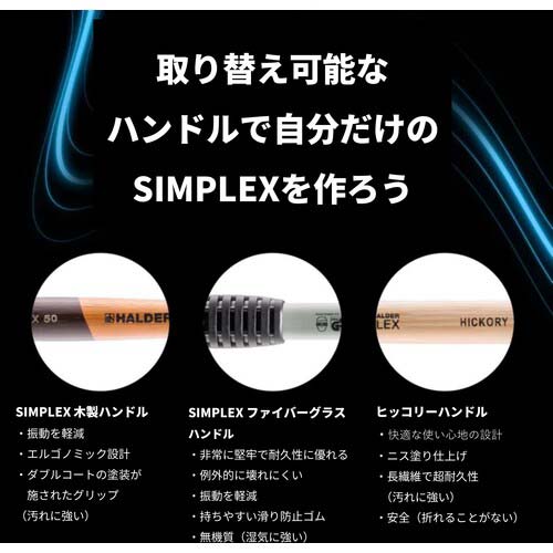 HALDER SIMPLEX スレッジハンマー 鋳鋼ハウジング、ヒッコリーハンドル 頭径(100)mm スーパープラスチック(白) 3007.100