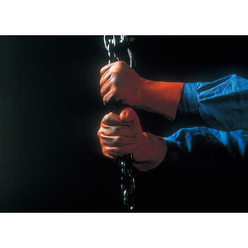 SHOWA 塩化ビニール手袋 No610ニュービニローブ オレンジ Lサイズ NO610-L