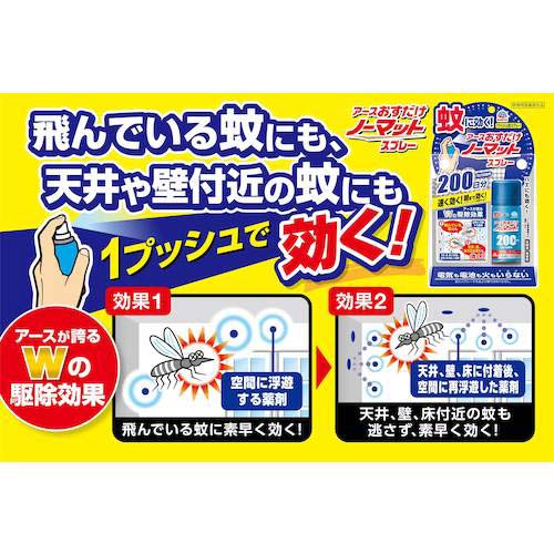 アース 殺虫剤 アースおすだけノーマット スプレータイプ 無香料 200日分 ハエ・蚊の駆除 194619