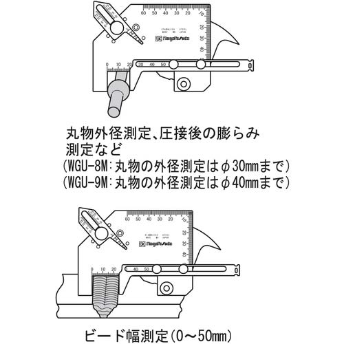 SK 溶接ゲージ(圧接後膨らみ外径/ビード幅/アンダーカット/食い違い段差/脚長/すみ肉のど厚) WGU-9M