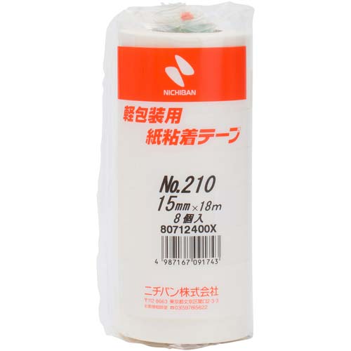 ニチバン 紙粘着テープ210H-15 15mmX18m 8巻入り 210H-15