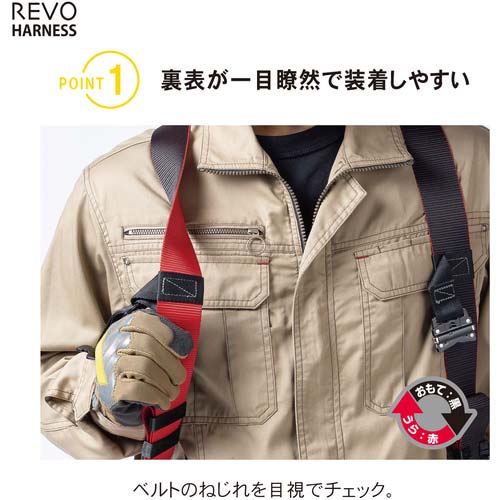 藤井電工 ツヨロン レヴォハーネス シングルランヤード付き 伸縮式ノビロン(BK) 黒・赤 Mサイズ TH-508-NV93SV-OT-BKR-M-R23-BX