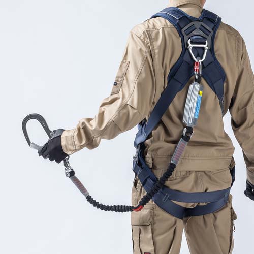 藤井電工 ツヨロン フルハーネス用ランヤード シングルランヤード 伸縮式ノビロン(RE) THL-NV93SV-21KS-RE-R23-BP
