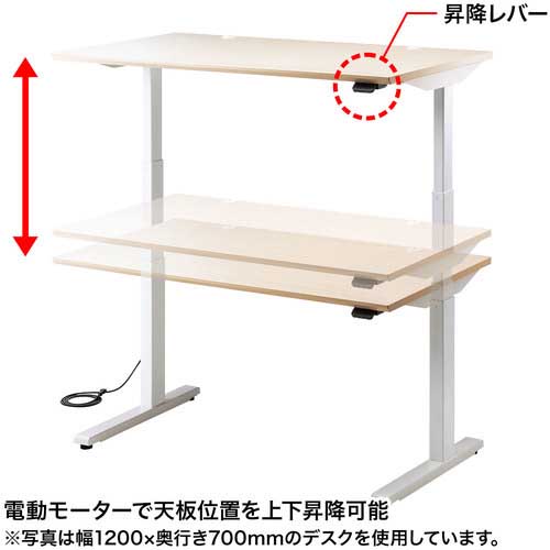 【廃番】SANWA 電動上下昇降デスク 1200×700×630〜1280 天板色薄い木目 ERD-M12070LM