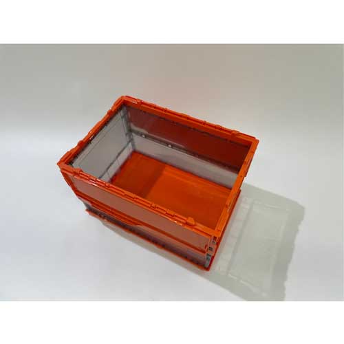 TRUSCO オリコン 薄型折りたたみコンテナ スケルコン 50L ロックフタ付 オレンジ/透明ブラック オレンジツートン TSK-C50B
